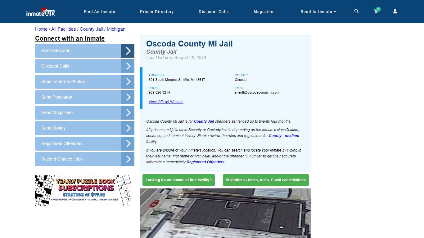 Oscoda County MI Jail - Inmate Locator - Mio, MI