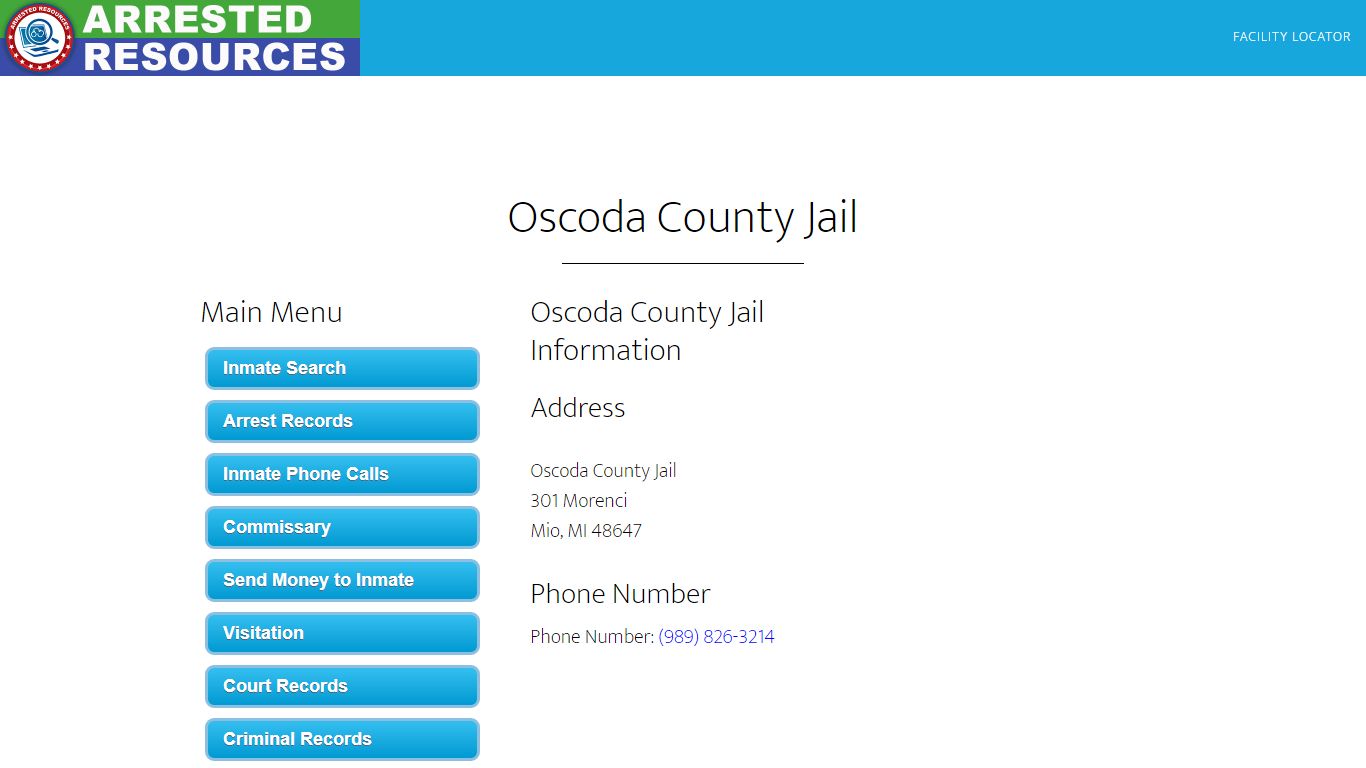 Oscoda County Jail - Inmate Search - Mio, MI - Arrested Resources