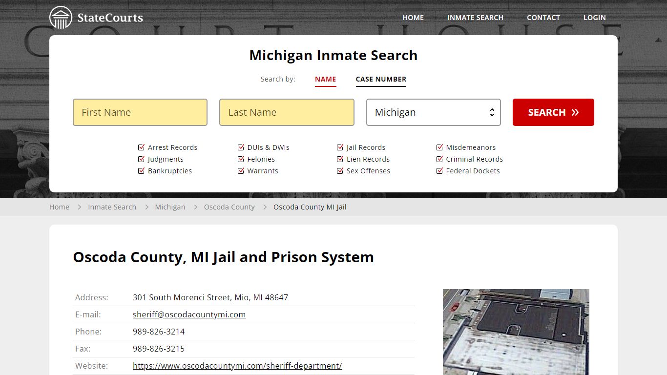Oscoda County MI Jail Inmate Records Search, Michigan - StateCourts